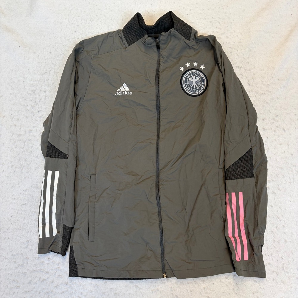 Adidas Track Jacket Mens XL Grey Germany Soccer Aeroready Full Zip